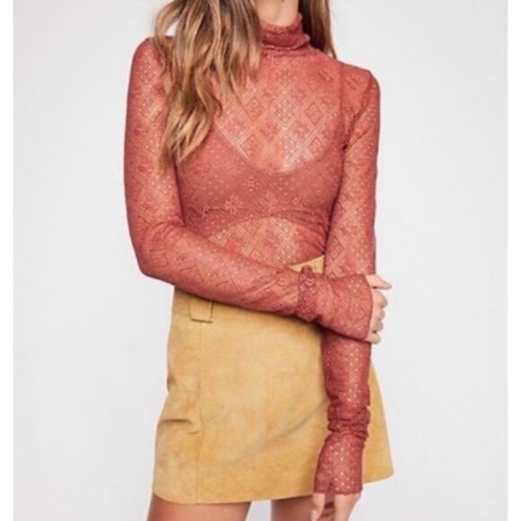 Free People Tribeca Sweet Memories Lace Long Sleeve Sheer Top NEW Small - Picture 1 of 12